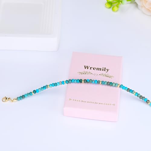 Natural Stone Beaded Anklets Bracelets for Women Handmade Beaded Anklet Bracelet Waterproof Boho Beads Ankle Bracelet Adjustable Summer Jewelry - color: light blue