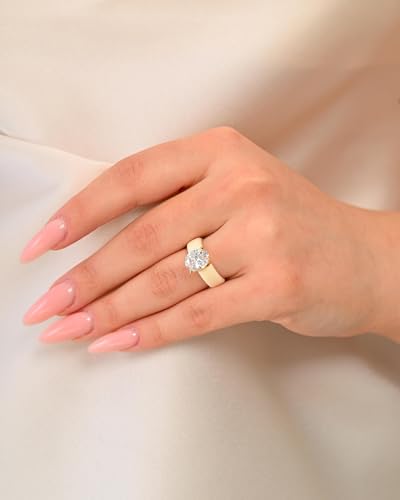 Rinfit Silicone Ring with Stone - Oval Cut Cubic Zirconia Solitaire Engagement Ring for Women - Rubber Wedding Bands - Patented Design - color: Pack F: Light Yellow / Gold