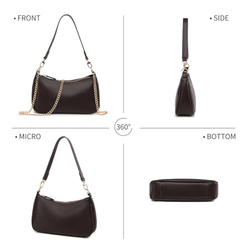 Shoulder Bag for women Crossbody Bags Retro Classic Small Hobo Purse Clutch Tote Handbags with Zipper Closure - color: Coffee Color