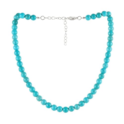 Pingyongchang Boho Layered Western Turquoise Necklaces for Women Vintage Stone Beaded Chokers Butterfly Catus Chain Country Concert Cowgirl Cowboy Jewelry Holiday Gifts - style: H 8MM