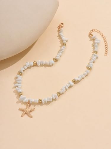 Layered Charm Necklace Boho Summer Jewelry Beach Vacation Gift for Women Surfer Accessories Gold-Filled Chain Summer Jewelry - color: F
