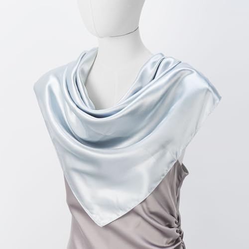 QIUTIMIY 35"x35" Like Silk Head Scarf for Women Satin Feel Large Square Scarf for Hair Wrapping and Sleeping Fashion Bandana - color: (90cm)square Scarf 25