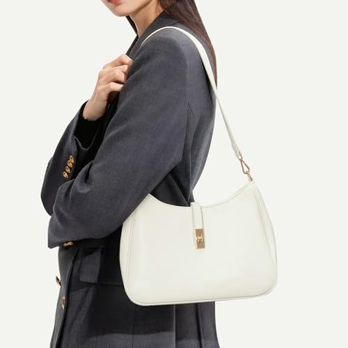 CLUCI Hobo Bags for Women, Vegan Leather Tote Handbag, Water Repellent Shoulder Purses, Crossbody Bag with Adjustable Strap - color: C-white-large