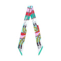 JERLA 100% Mulberry silk Scarf bag scarf Head Hair Ribbon Handbag Handle wrap Tie Bundle Neckerchief Scarf for women - color: Chewing Ring Green White
