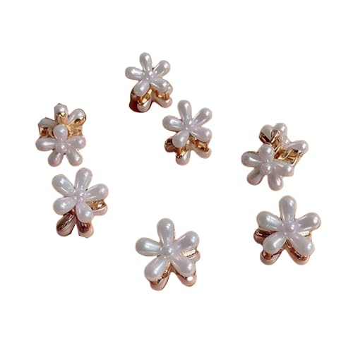 Mini Pearl Daisy Claw Clips for Women Girls (7Pcs) | Non-Slip, Small Hair Jaw Clips, Floral Bangs Hair Clips, For Thin & Thick Hair, Daily Wedding Party Hair Accessories