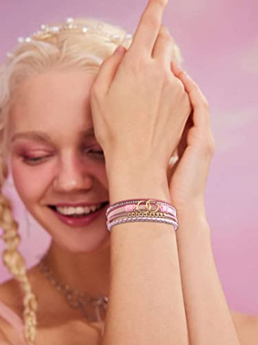 Long tiantian Leather Bracelets for Women Men Heart Wrap Bracelets Western Jewelry Cowgirl Outfits Birthday Gifts for Her - color: E4:pink leather wrap bracelet