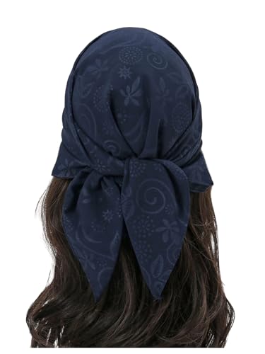 WDIRARA Women's Boho Print Square Head Scarf Bandana Hair Scarf