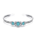 Genuine Turquoise Bracelet Cuff Bracelet for Women Mom 925 Sterling Silver Natural Turquoise Bangles Vintage Bracelet Boho Jewelry for Birthday Christmas Mother's Day Valentine's Day - style: Feather 2