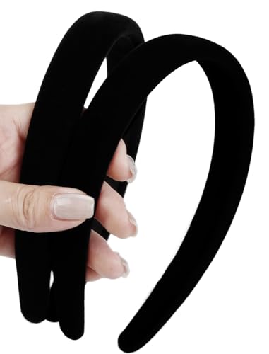 Huachi Headbands for Women Non Slip Trendy Headbands for Women’s Hair, Cute Headband for Girls, Black Velvet Head Bands Elastic Hair Bands for Womens Fashion Accessories for Women - color: Velvet Black