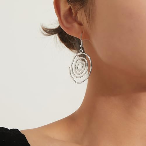 Boho Teardrop Earrings, Handmade Copper Bohemian Earrings, Dangle Antique Ethnic Jewelry for Women - color: Silver vortex
