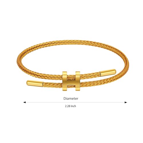 AIMADE Bracelets for Women Adjustable Charm Bracelet, 18k Gold-plated Buckle Design Titanium Steel Wire Rope Women's Gift Jewelry - color: Gold