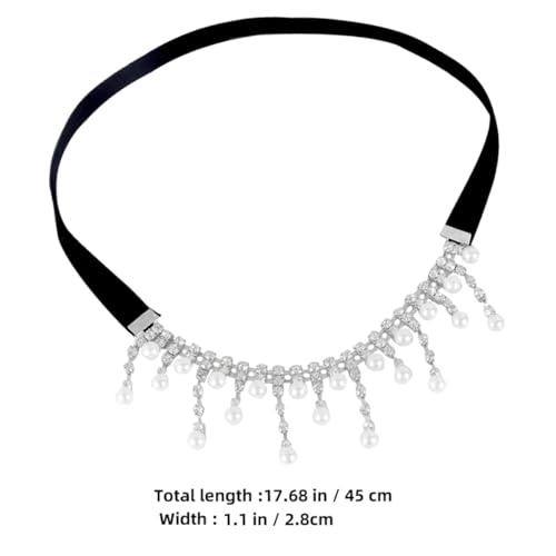 Lurrose Elastic Leg Chain Body Thigh Chain for Women with Full Rhinestone and Faux Pearl Tassel, Adjustable Body Jewelry Accessory for Fashion and Party Wear