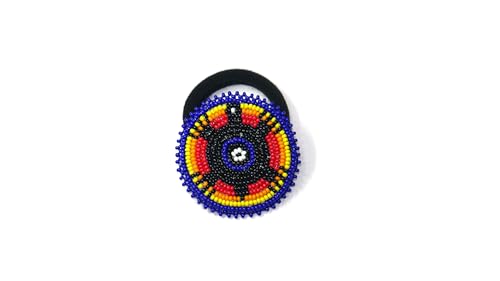 Beaded Hair Clips Native American Style Handmade Collection (Ponytail Hair-ties (Blue & Black Turtle)) - color: Ponytail Hair-ties ( Blue & Black Turtle)