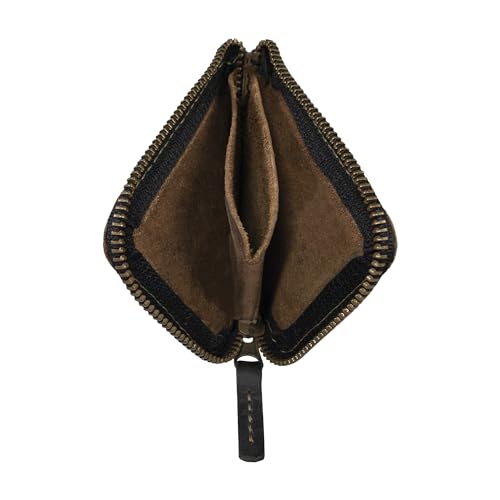Hide & Drink, Full Grain Leather Zippered Card Wallet for Men and Women, Coin Pouch, Money Holder, Pocket Organizer, Handmade, Bourbon Brown - color: Bourbon Brown