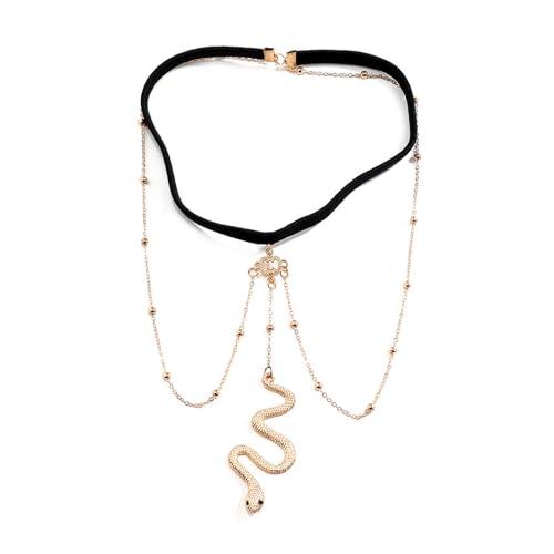 Snake Leg Chain for Women, Sexy Serpent Charm Thigh Garter, Summer Bikini Skirt Beach Party - style: A snake gold