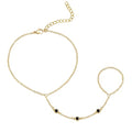 Gokeey Gold Hand Chain Bracelet for Women Trendy, Dainty 14k Gold Plated Ring Bracelet Hand Chain Finger Ring Slave Cuff Bracelet Cubic Zircon Hand Jewelry for Women Accessories - style: 3cz hand chain-Black