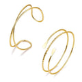 2Pcs Arm Cuff Gold Upper Arm Cuff for Women Adjustable Upper Arm Bracelets Open Irregular Arm Bangle Minimalist Coil Swirl Armlets Armband Jewelry - style: styleB gold