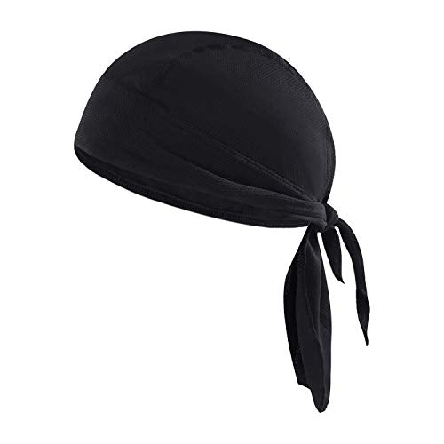 PURFUN Men Women Breathable Cycling Bandana Headscarf Adjustable Sweat Wicking Quick Dry Mesh Head Scarf Wrap Liner Skull Cap - color: Mesh-black