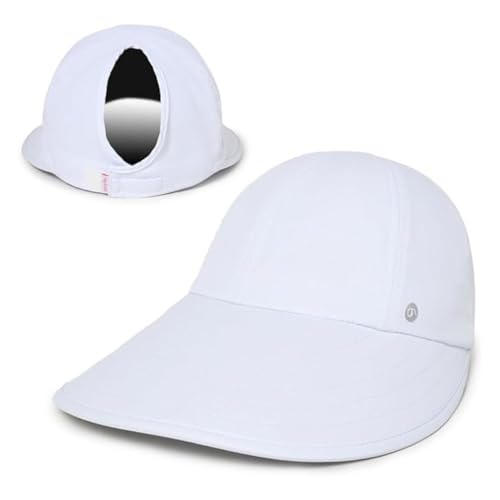 Ponyflo Sunblocker Wide Brim Hat, Patented Women’s Ponytail Sun Hat for Adults, UPF 50 Sun Protection - color: White