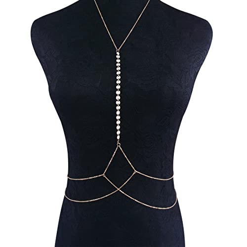 Gold Body Chain Necklace & Bikini Waist Bracelet for Women - style: Style D