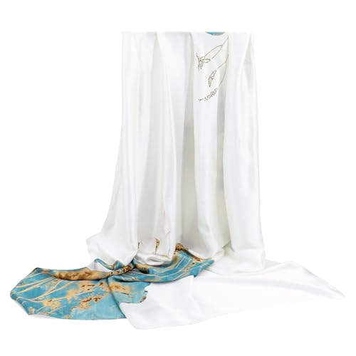 vimate 100% Large Silk Feeling Scarf-Women's Fashion Long Mulberry Silk Satin Neck Scarf Sunscreen Shawl Wrap Headscarf - color: Style 04