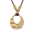 GelConnie Leather Necklaces Turquoise Long Boho Necklaces for Women Brown Chunky Circle Pendant Chocker Necklace Gold Sweater Necklace - style: Western Choker Necklace