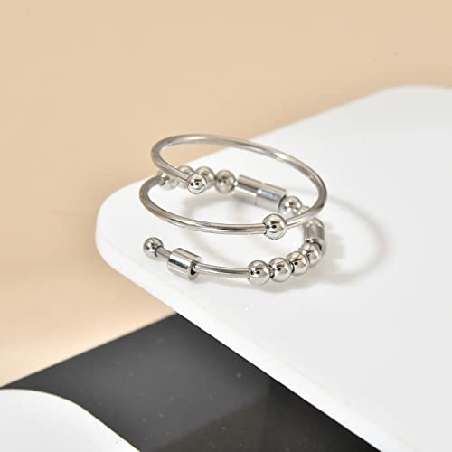 Morse Code Rings for Women, Stainless Steel Spinner Ring Fidget Rings for Anxiety Ring Morse Code Rings Inspirational Gifts Jewelry Women Birthday Graduation Gifts for Best Friends - style: 28 Breathe