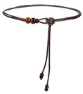 Womens Faux PU Leather Bead Rope Skinny Tie Belts for Skirt Dresses Jeans Pants Thin Dress Waist Belt - color: Coffee