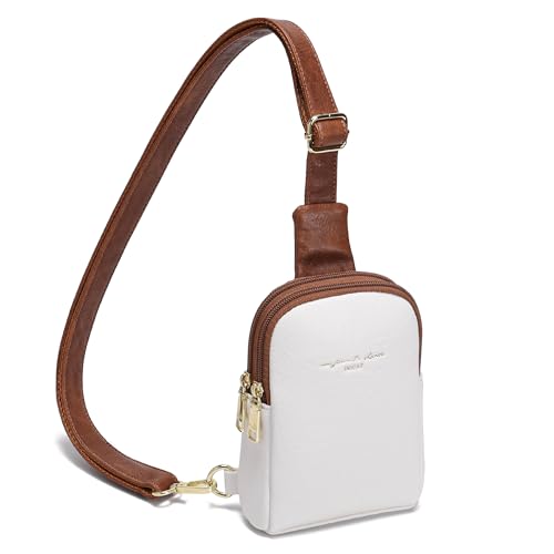 INICAT Women's Small Sling Bag, Lightweight Everyday Vegan Leather Crossbody Purse for Daily Essentials and Travel Light - color: Off-white, size: Small