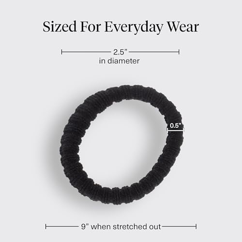 Kitsch Ribbed Hair Ties No Damage - Strong, Stretchy & Snag-Free Hair Bands | Soft Fabric Ponytail Holders, Stylish Elastics for Everyday Hairstyles | Ideal Gifts for Women - Black, 10pcs - color: Black Ribbed (Pack of 10)