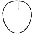 Simple Choker Necklace for Women Real Stone and Crystals Necklaces 4mm Beaded Choker Jewelry Meditation Gift for Women (16"+2") - style: Black Agate