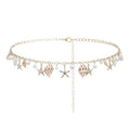 Starfish Seashell Waist Chain Adjustable Boho Mermaid Pearl Body Chain Fashionable Summer Beach Belly Jewelry Gold Bikini Belt Accessories for Women