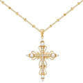 14K Gold Plated Cross Pendant Necklaces for Women Trendy, Dainty Choker CZ Cross Necklace Non Tarnish,Simple Tiny Cross Necklace for Jewelry Gifts - style: Flower-Gold
