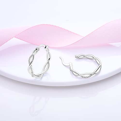 NARMO 925 Sterling Silver Hoop Earrings for Women Hypoallergenic Lightweight Simple Huggie Hoop Earrings Twisted Hoop Earrings Colorful Cubic Zirconia Hoop Earrings Rainbow Hoop Earrings - color: Twist Irish Celtic Knot