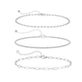 MIDEEO Gold/Silver Ankle Bracelets for Women,14K Gold Anklets for Women Waterproof Cuban Link Heart Beads Herringbone Rhinestone Anklets Set Layered Anklet Bracelets for Women Gold Jewelry Gift - style: 3Pcs Anklets G-SL