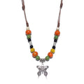 Boho Style Colorful Ceramic Bead Strand Necklace Adjustable Bohemian Jewelry Gift for Women, Fashion Clothing Matching Necklace - color: Orange