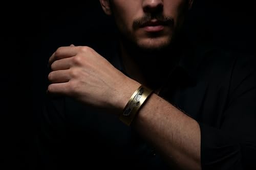 Owl Totem Gold Bracelet - Bird of Wisdom Open Cuff - Engraved Gold Owl Bangle