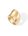 PAVOI 14K Gold Plated Chunky Statement Ring for Women | Stainless Steel Hypoallergenic Wide Stackable Rings - color: Yellow Gold
