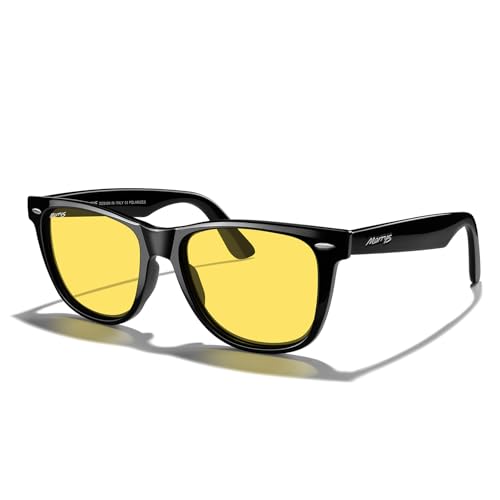 MERRY'S Classic Square Shape Polarized Sunglasses for Womens Mens Retro Designer UV400 Sun Glasses S6140 - color: Black Frame/Night Vision Lens