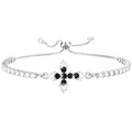VIBILIA Bracelets for Women, Cross Bracelets for Women Trendy, Dainty Tennis Bracelet, Catholic Gift for Mom Daughter Wife Sister Friend, Communion Gift on Birthday Valentine's Day Easter Mother's Day - color: L. Silver-Black