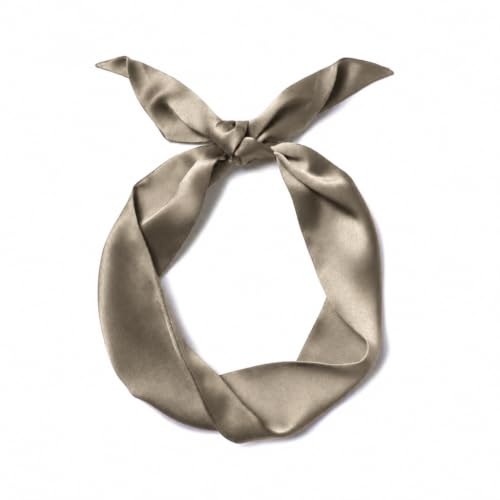 10 Pcs Long Thin Small Skinny Scarf Satin Neck Tie Ribbon Choker for Women Girls - color: Khaki