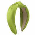 Lime Green Knotted Headbands for Women Satin Shine Non Slip Fashion Hair Bands for Sisters Girls Gifts - color: Silk Shine-Lime Green