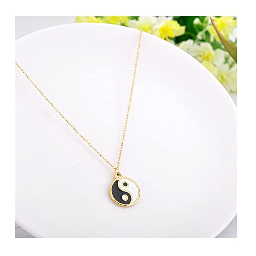 Gold Silver Yin Yang Pendant Necklace for Couples - color: Rose Gold