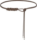 Women's Knotted Thin Waist Belt PU Leather Skinny Belts for Dresses Pants - color: Plaited Hair-coffee