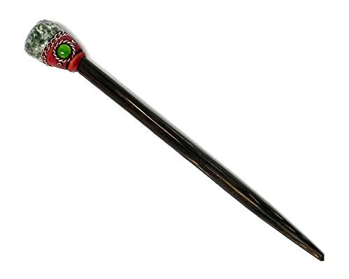 Mia Jewel Shop - Natural Tumbled Healing Gemstone Crystal Chonta Wooden Hair Sticks – Handmade Hair Sticks for Women | Hair Pins Boho Reiki Accessories, Fashion Gifts (Green Moss Agate) - color: Green Moss Agate