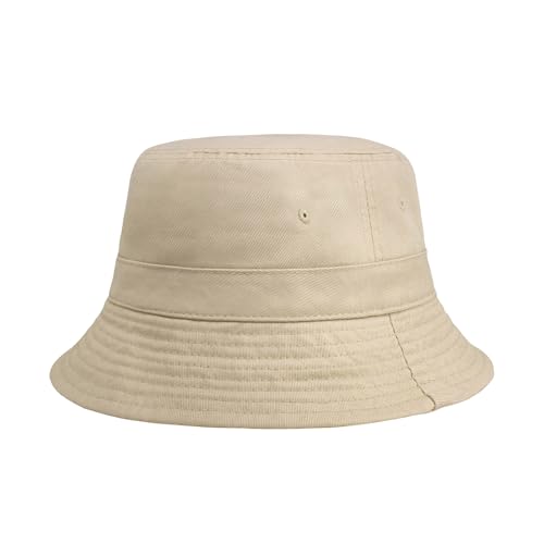 Hot Summer Bucket Hat - Trendy Cotton Sun Hat for Beach, Golf, Fishing - Fun Outdoor Vacation Boonie for Men and Women - color: Latte