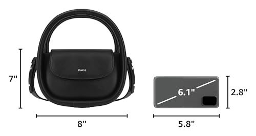 STAISE Designer Top Handle Shoulder Bags for Women, Trendy Mini Crossbody Purses, Women’s Leather Handbags with Straps - color: Black