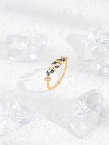 Adjustable Women's Cubic Zirconia Leaf Shaped Ring, 18K Gold-Plated Exquisite Stackable Women's Ring, A Great Gift for Her - color: A