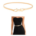 E-Clover Womens Fashion Metal Stretch Waist Skinny Belt Waistband - color: Gold Heart