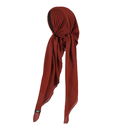 Pretied Head Scarves for Women Featuring Lightweight Crimped Material and Attractive - color: Solid Rust
